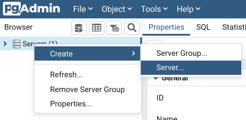 pgAdmin Add Server